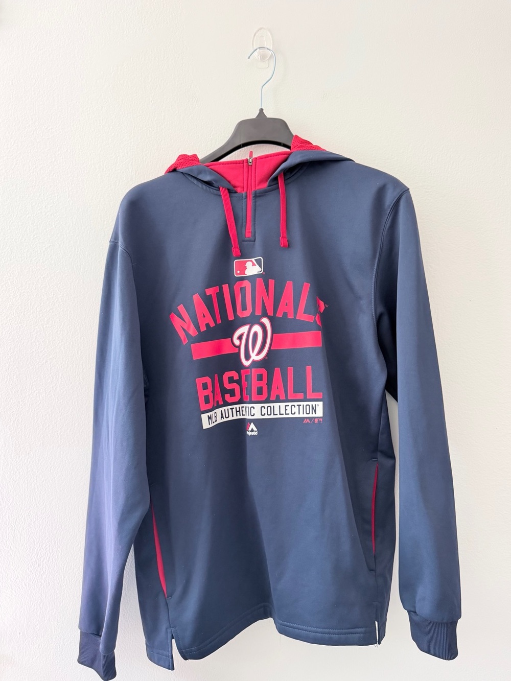 Washington Nationals Majestic MLB Authentic Collection Hoodie Men Large Navy Red